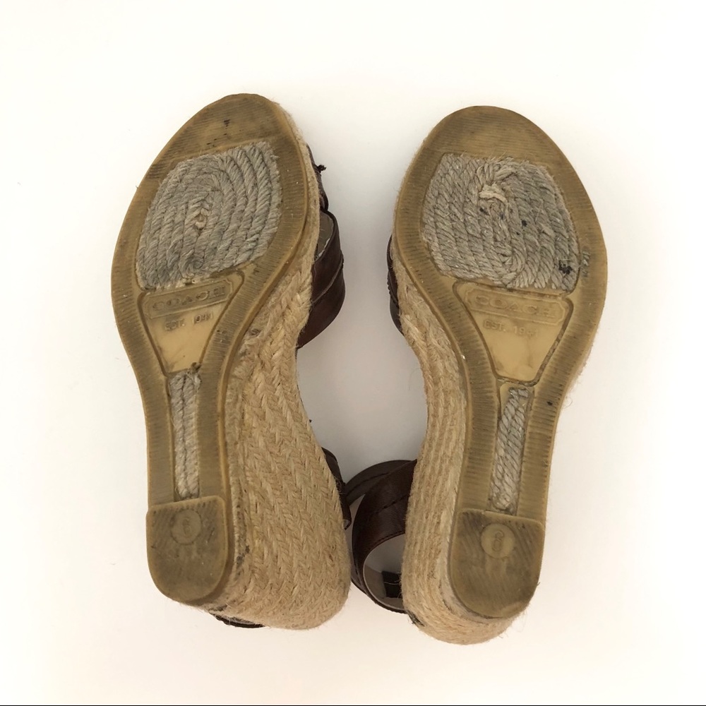 Coach Verronica Leather Espadrille Wedge Sandals 6 - Picture 5 of 7